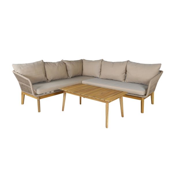 Loungeset Venture Home Chania 9329-027 soffa, bord, beige/natur 