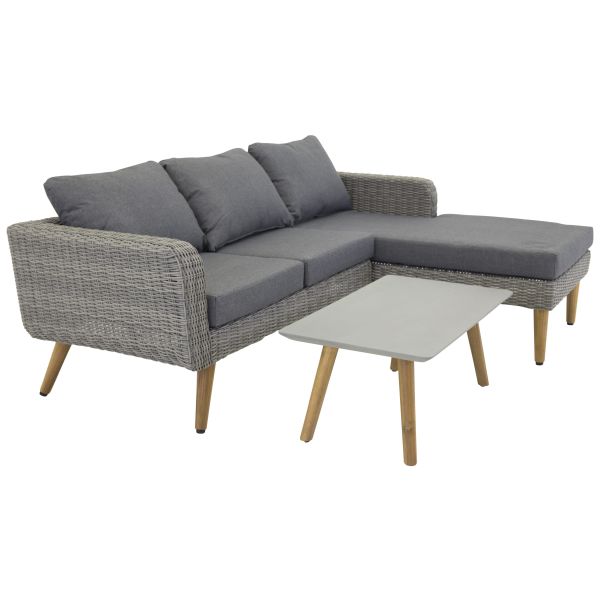 Loungeset Venture Home Vodice 9330-013 soffa, bord, grått/natur 