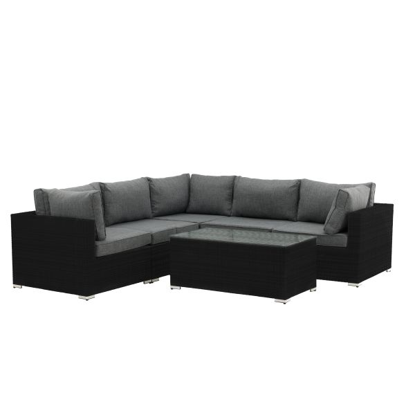 Loungeset Venture Home Amazon 9340-001 soffa, bord, svart/grått 