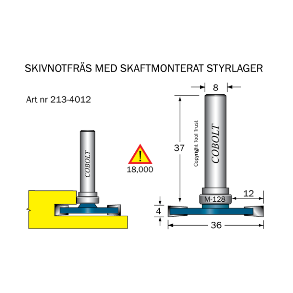 Skivenotfræser Cobolt 213-4012 L=4 F=12 D=36 TL=46 S=8 