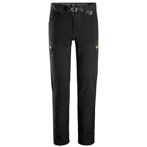 Håndværkerbukser Snickers Workwear 6948-0467 FlexiWork Stræk. softshell, sort/gul 54