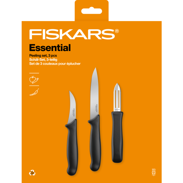 Skalset Fiskars Essential 1065600 2 knivar + potatisskalare 