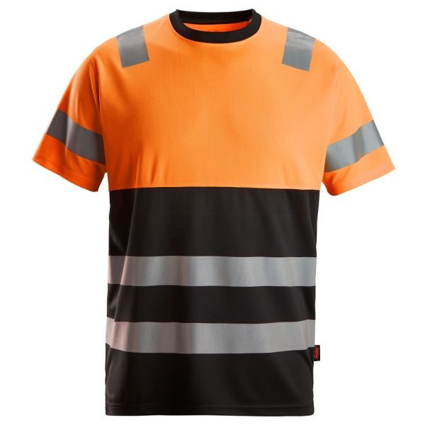T-skjorte Snickers Workwear 2535 varsel, oransje/svart XS
