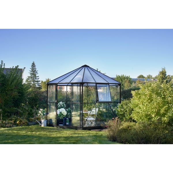 Växthus Halls Atrium + SO8811 med fundament, 9 m², svart 