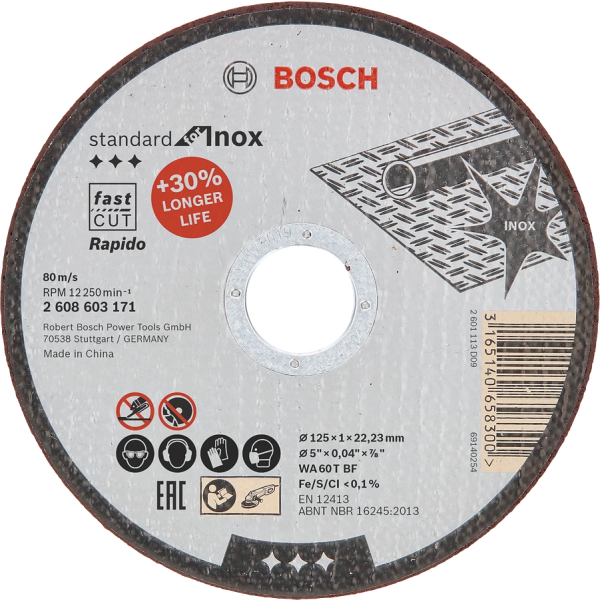 Kapskiva Bosch Standard for Inox  125x1mm 1-pack