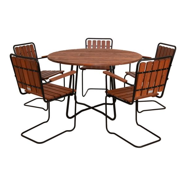 Matgrupp Eden Wood Wilma EW 4073-G68 bord, stolar Ø 120 cm, 5 stolar