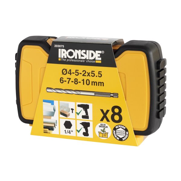 Multimaterialborrsæt Ironside 203075 8 dele 
