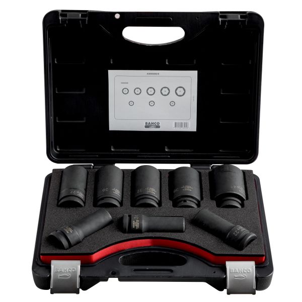 Krafthylssats Bahco K8906Z/8 3/4", långa, 8 delar 