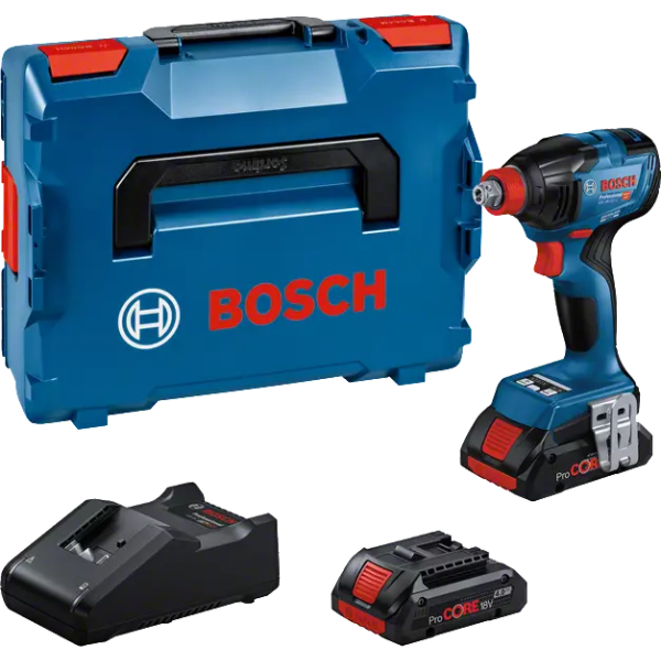 Akkuiskuruuvinväännin/-mutterinväännin Bosch GDX 18V-210 C akun ja laturin kanssa 