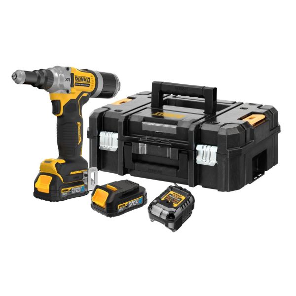 Blindnaglepistol Dewalt DCF414E2GT-QW med batteri og lader 