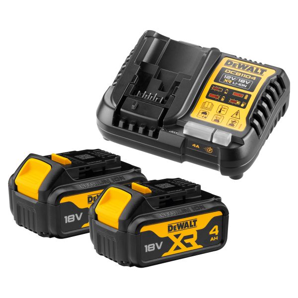 Batterikit Dewalt DCB1104M2-QW 2x 4.0 Ah batterier och laddare 