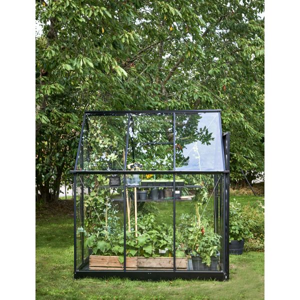 Växthus Halls Qube 66 + F06440 med fundament, 3,9 m², svart 