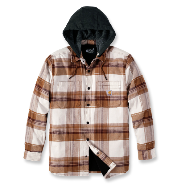Flanellskjorte Carhartt 105938211-XL brun, hvit XL