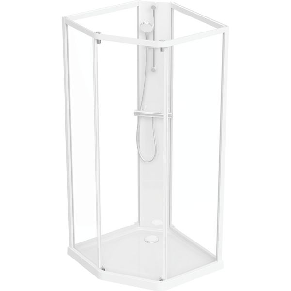 Duschkabin Contura Showerama Classic Pentagonal vit 900x800 mm