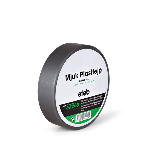 Plasttejp etab 33946 mjuk, PVC, 20 m silver, 50 mm