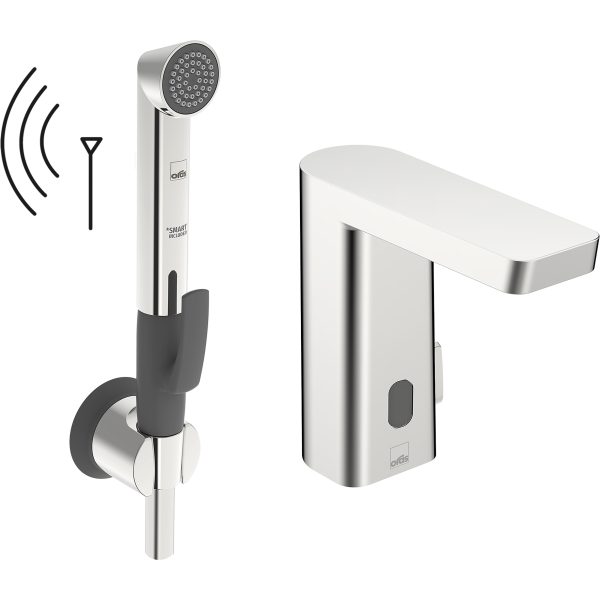 Servantkran Oras Stela Safety 4826FTZ berøringsfri, med hånddusj, Bluetooth Netttilkoblet
