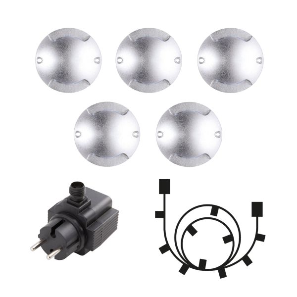 Terassivalaisin LightsOn Zenit Duo 5040 hopea, 40 lm, 5 kpl 
