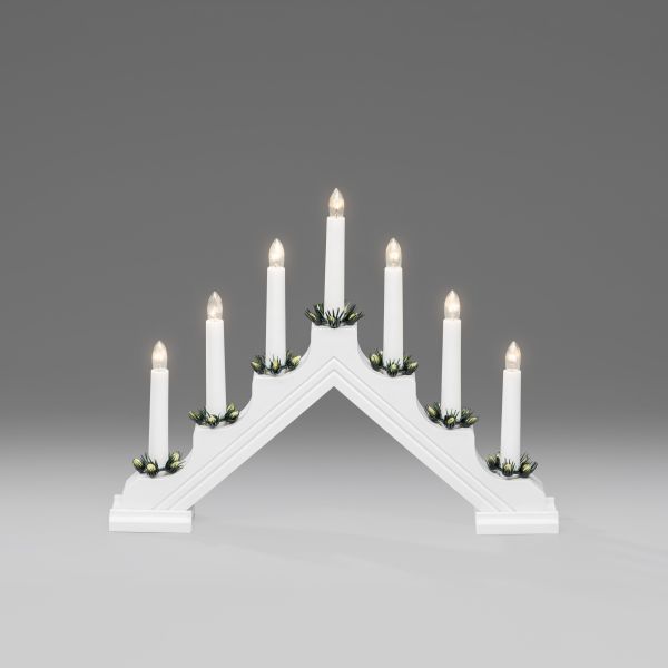 Elektrisk adventslysestake Konstsmide 2310-210 7 kynttilää, muovi Valkoinen