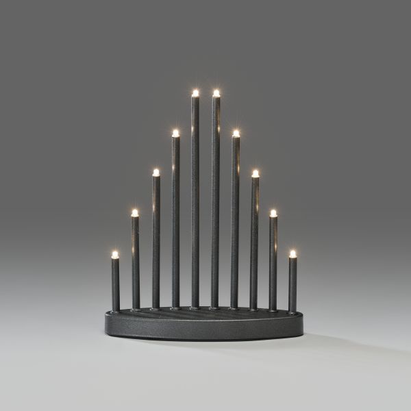 Adventslysestage Konstsmide 2401-370TR 10 LED, antracitgrå 