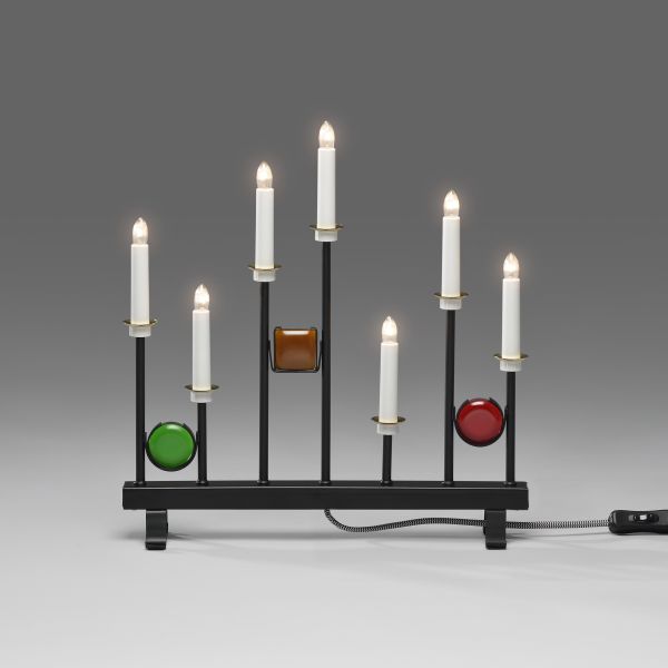 Elektrisk lysestake Konstsmide 2494-710TR 7 lett, svart metall 