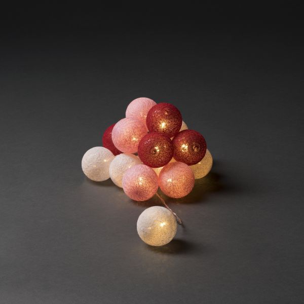 Ljusslinga Konstsmide 3134-503 garnbollar, vit/röd/rosa 16 st