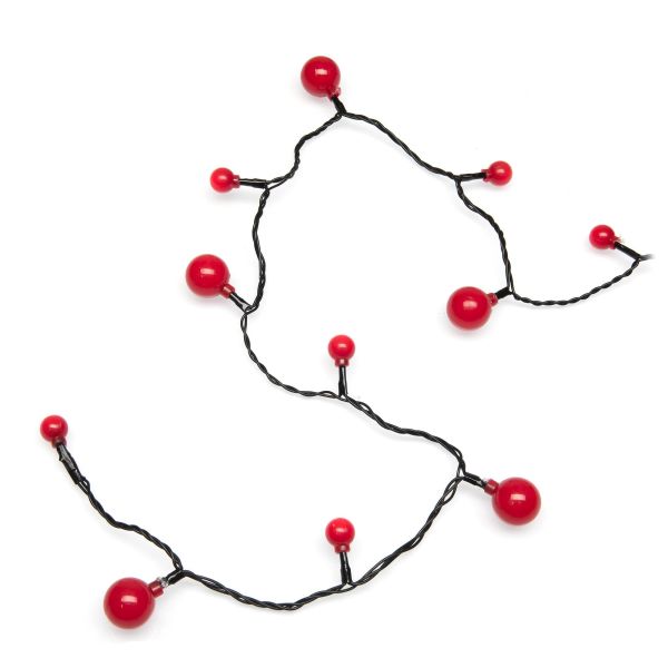 Lysslynge Konstsmide 3680-557 rund, svart kabel, 6,32 m Rød kirsebær
