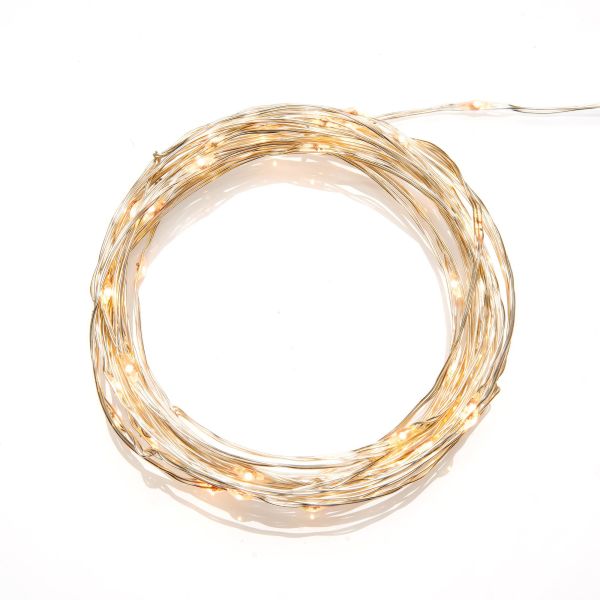 Lysslynge Konstsmide 6387-890 9,9 m, 100 LED, micro amber Sølv kabel