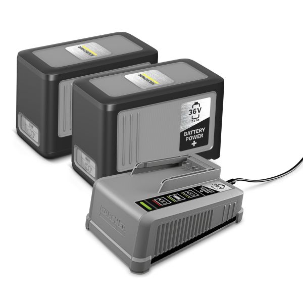Opladningspakke Kärcher Power+ 36/75 2 x 36V, 7,5Ah batterier, 1 x oplader 