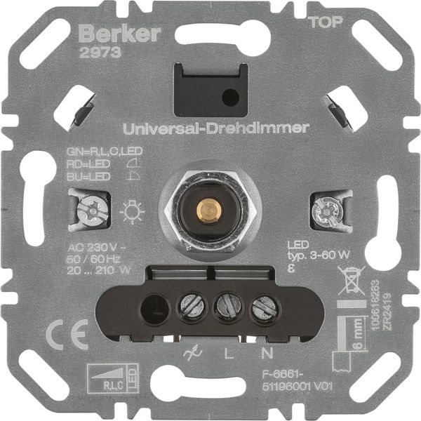 Valonsäädin Hager 2973 3–60 W RLC+LED UR 