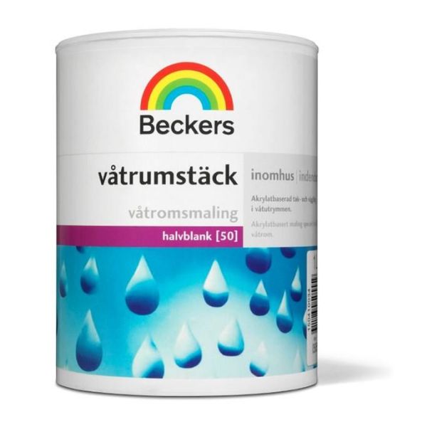 Väggfärg Beckers Våtrumstäck halvblank Antikvit 1 l 40 Halvblank