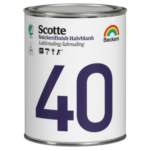 Lackfärg Beckers Scotte 40 Snickerifinish halvblank Vit S 0300-N 1 l 40 Halvblank