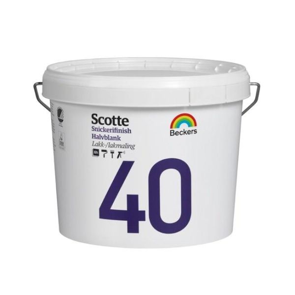 Lackfärg Beckers Scotte 40 Snickerifinish halvblank Vit S 0300-N 3 l 40 Halvblank