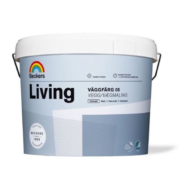 Väggfärg Beckers Living 05 helmatt Vit 10 l 5 Helmatt