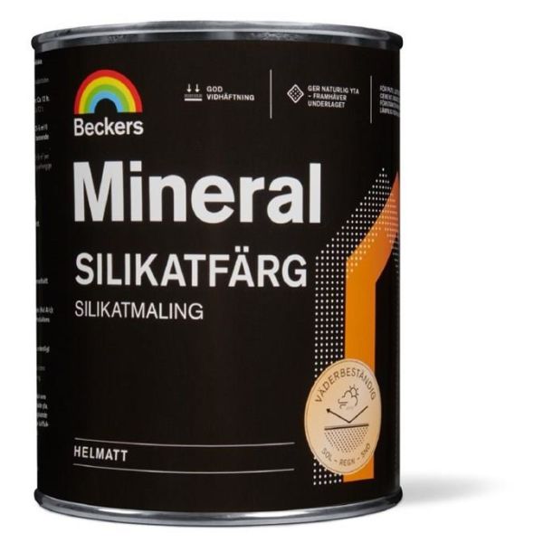 Silikatfärg Beckers Mineral helmatt Vit 1 l 3 Helmatt