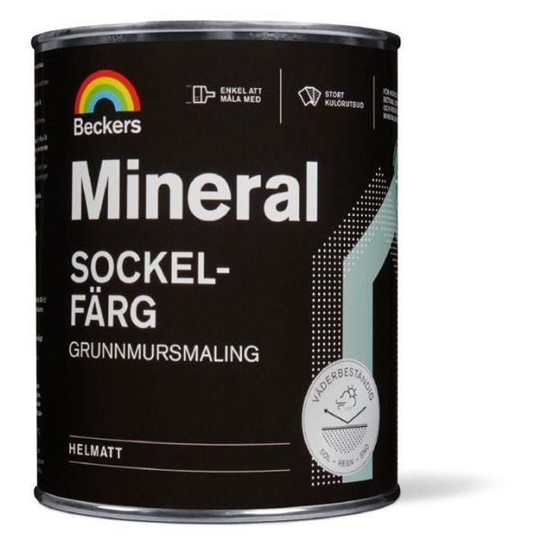 Sockelfärg Beckers Mineral helmatt Naturgrå 1 l 3 Helmatt