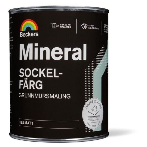 Sockelfärg Beckers Mineral helmatt Vit 1 l 3 Helmatt