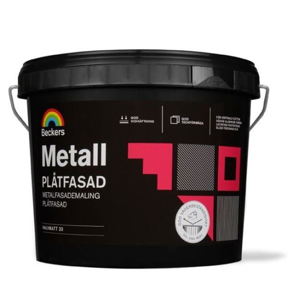 Lackfärg Beckers Metall plåtfasad Valfri kulör 10 l Halvblank