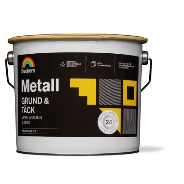 Grund- och täckfärg Beckers Metall halvblank Vit 3 l Halvblank