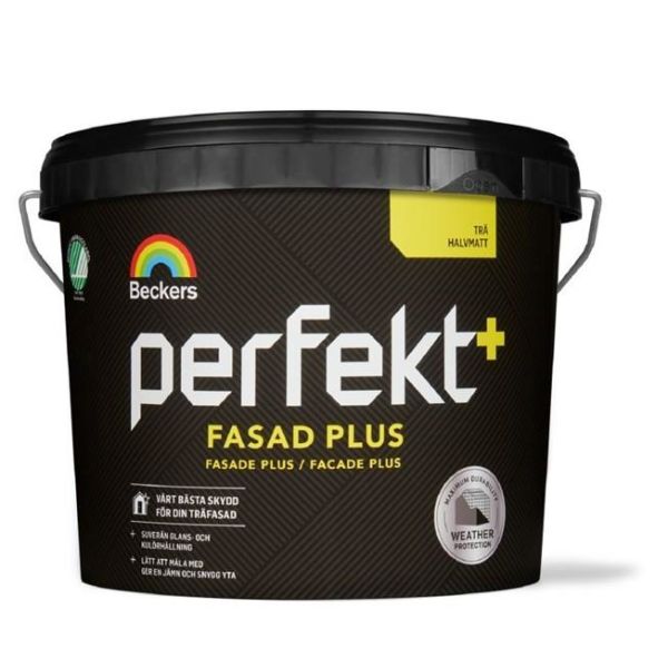 Fasadfärg Beckers Perfekt Fasad Plus halvmatt Vit 10 l 25 Halvmatt