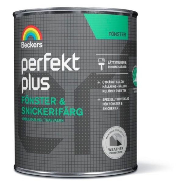Fönster- och snickerifärg Beckers Perfekt Plus halvblank Utevit 0,75 l 50 Halvblank