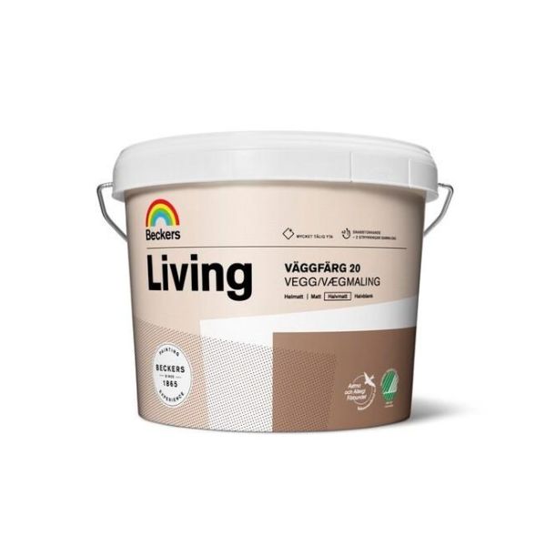 Väggfärg Beckers Living 20 halvmatt Vit 1 l 20 Halvmatt
