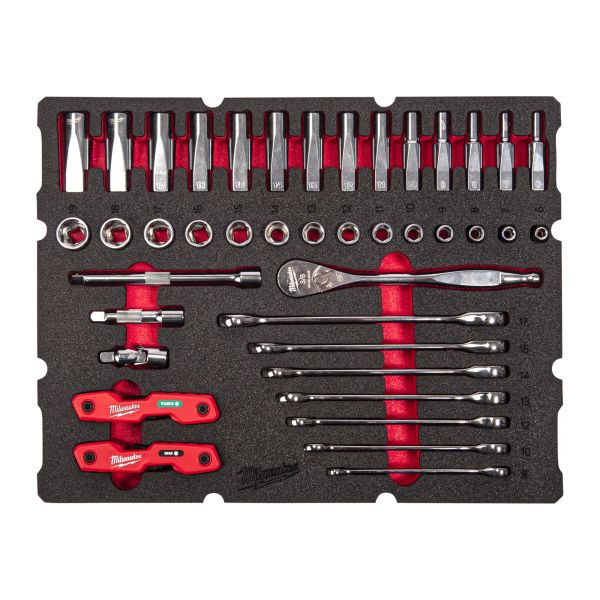 Verktøysett Milwaukee 4932493640 3/8", 55 stk., med skuminnsatser 