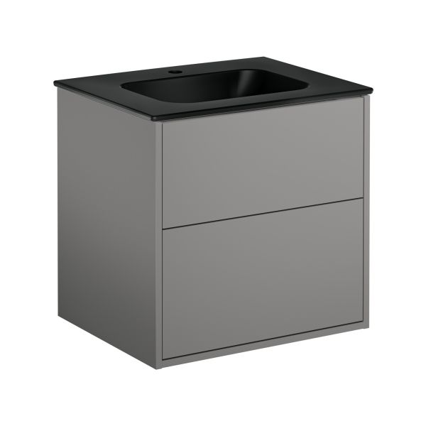 Kommodpaket Gustavsberg Artic GB71ACVU60TL38 askgrå/mattsvart, 60 cm, 2 lådor Askgrå/mattsvart 60 cm 1 blandarhål