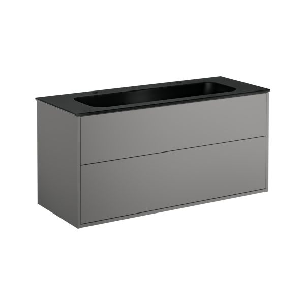 Kommodepakke Gustavsberg Artic GB71ACVU12TL38 askegrå/matt svart, 120 cm, 2 blandebatterihull 