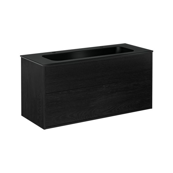 Kommodepakke Gustavsberg Artic GB71ACVU12TK38 svart askfinér/mattesvart, 120 cm, 2 blandebatterihull 