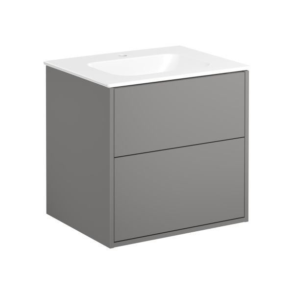 Kommodpaket Gustavsberg Artic GB71ACVU60TLSW askgrå/mattvit, 60 cm, 2 lådor Askgrå/mattvit 60 cm 1 blandarhål