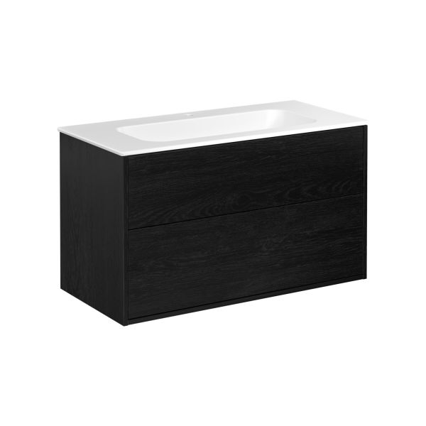 Kommodepakke Gustavsberg Artic GB71ACVU10TKSW1 svart askfinér/matt hvit, 100 cm, 1 blandebatterihull 