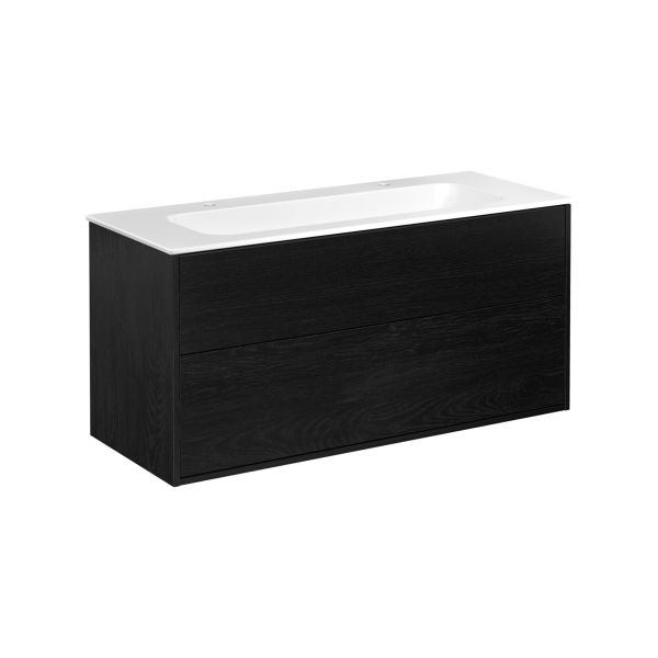 Kommodpaket Gustavsberg Artic GB71ACVU12TKSW svart askfaner/mattvit, 120 cm, 2 blandarhål Svart askfaner/mattvit 120 cm 2 blandarhål