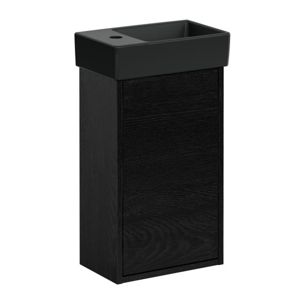 Alakaappi Gustavsberg Artic Small GB71ACVC34TK38R musta saarniviilu/mattamusta, 36 cm, allas oikealla Musta saarniviilu/mattamusta Allas oikealla