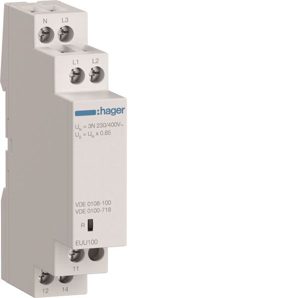 Underspänningsrelä Hager EUU100 1-fas, 3-fas 